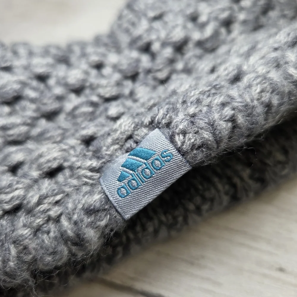 Adidas Gray Knit Headband with Blue Logo